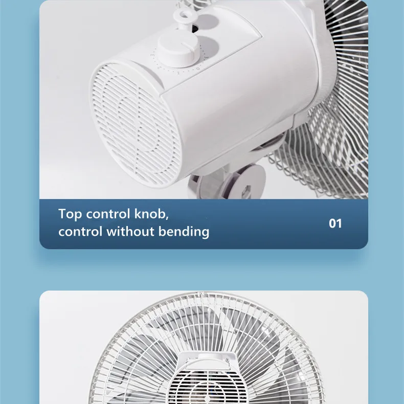 KONKA Pendulum 3 Speed Adjustable Floor Fan Electric Copper Plated Metal 16-Inch