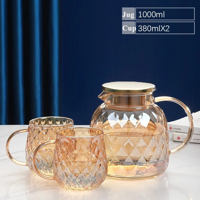 High Quality 800ml 1000ml 1500ml 1800ml insulated High Borosilicate glass water jugs