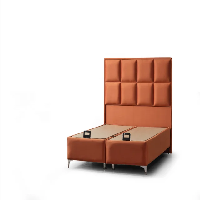 Modern luxury bedroom furniture upholstered fabric leather bed king size gray bed base