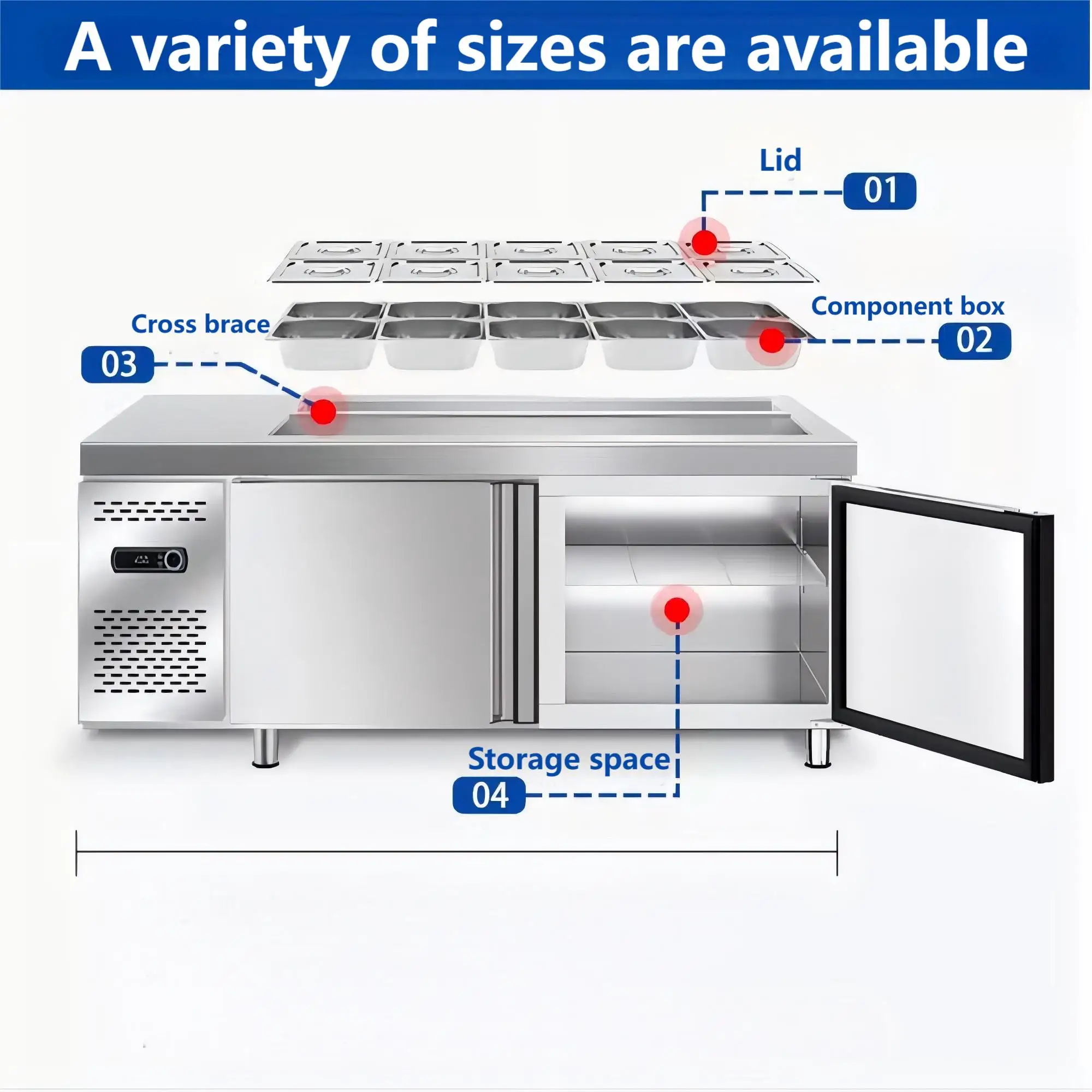 3 Door Commercial Salad bar Counter Refrigerator for Snack bar
