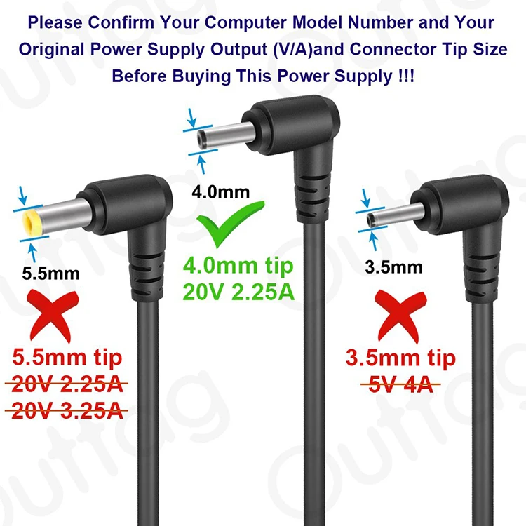 45W 20V Desktop Power Supply Ideapad 100 110 110S External Laptop Battery Charger for Lenovo
