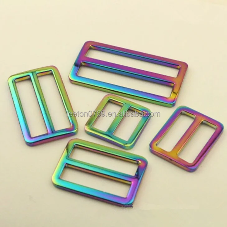 Stock supply high quality bag accessories 25mm 1.0inch rainbow colored zinc alloy belt buckle
