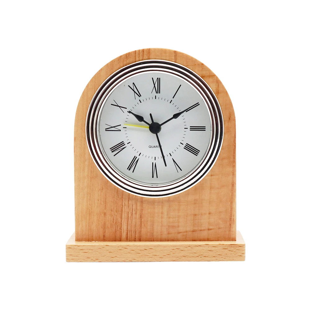 Natural wood colour table alarm clock, high quality wood desk clock