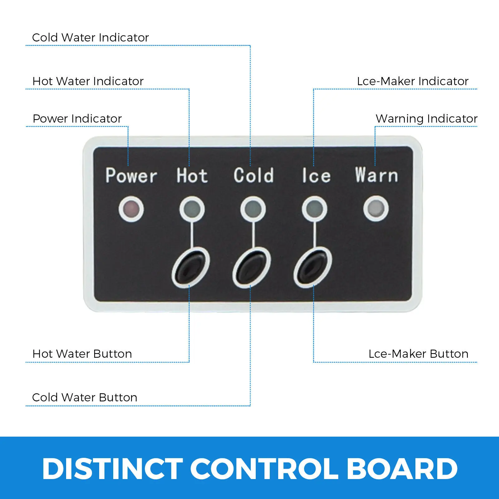 2 In 1 Water Dispenser with Built-in Ice Maker Machine Hot and Cold Top 3-5 Gallon Bottle