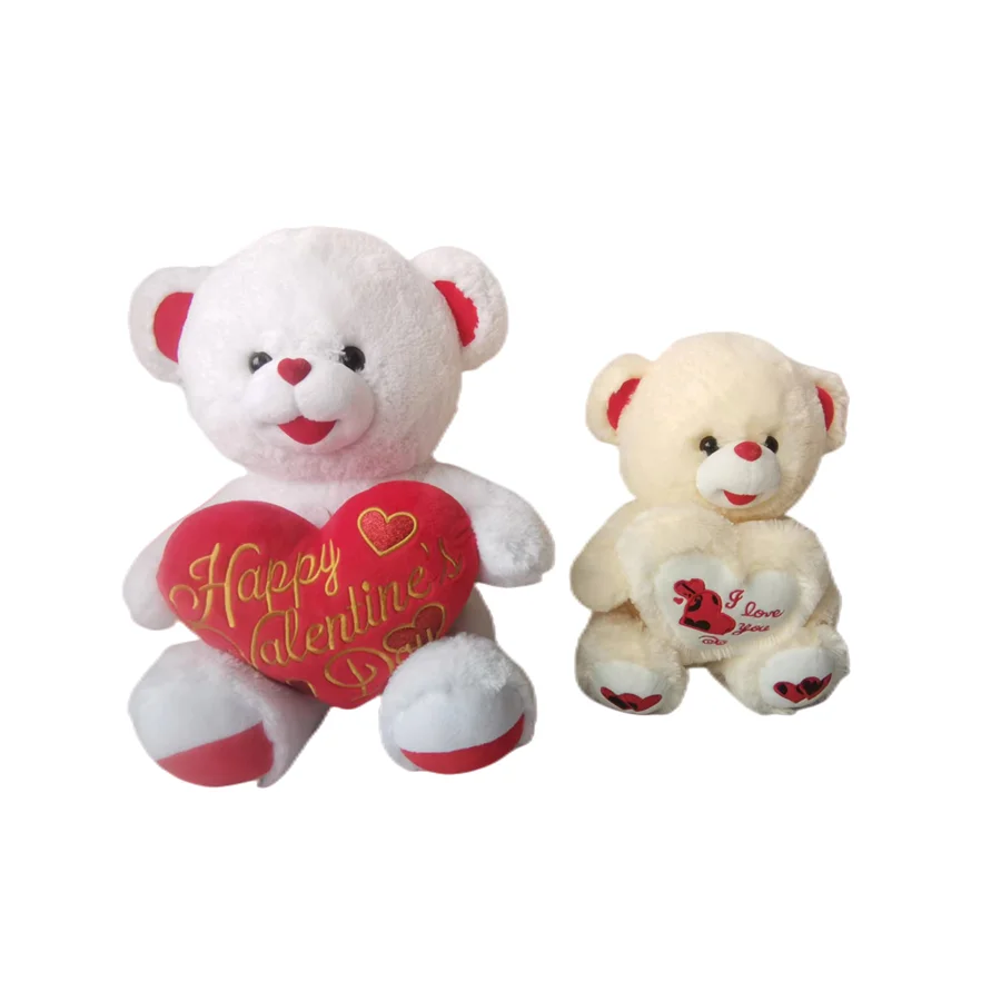 High Quality Soft Animals Plush Stuffed Bear Holding a Heart Toy Valentine Teddy Bear Plush Toy With Red Heart