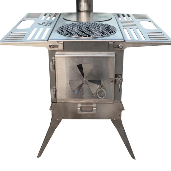 Family park camping stainless steel charcoal grills folding tent wood stove