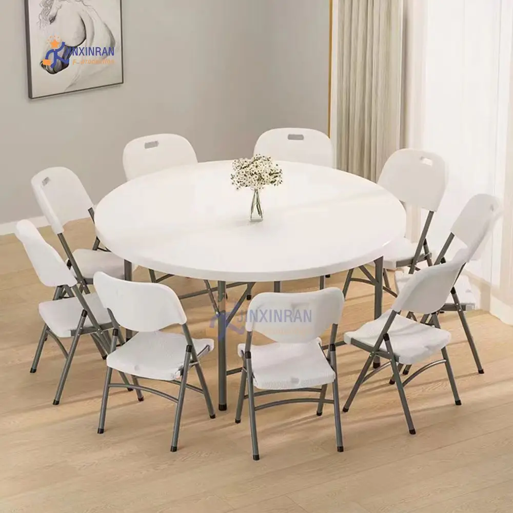 Hot sale 6ft banquet folding round plastic table for events wedding plastic round dining table