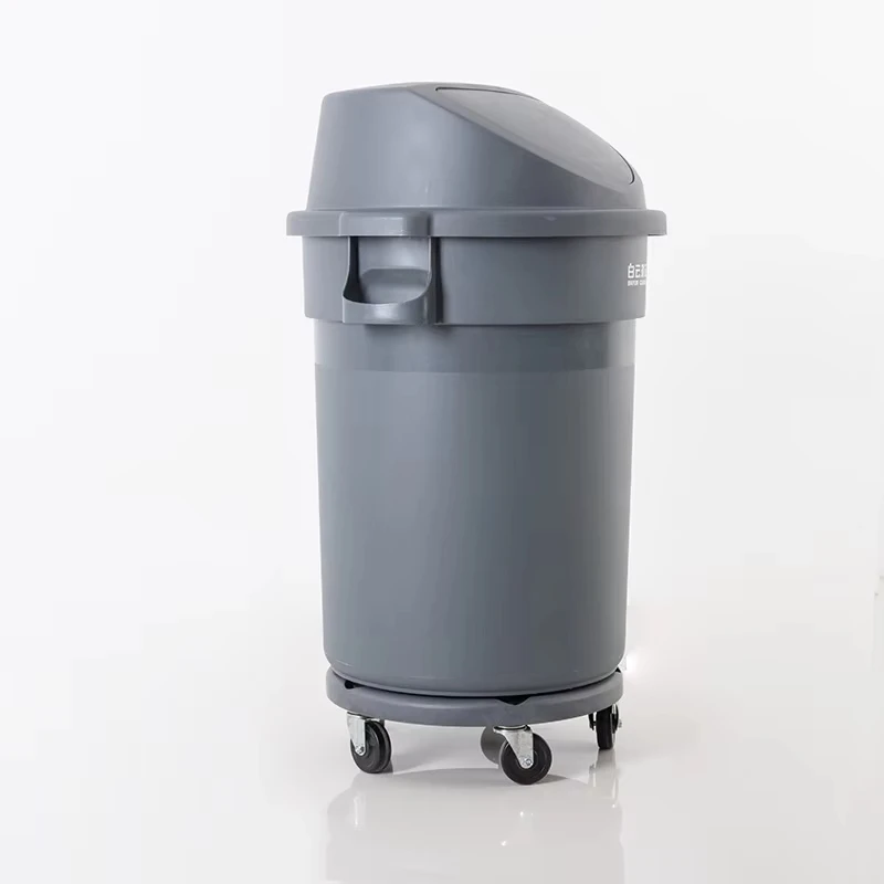 Gallon Funnel Open Plastic Garbage Bin With Rubber Wheel Base For Office, Hotel, Hospital Corridor