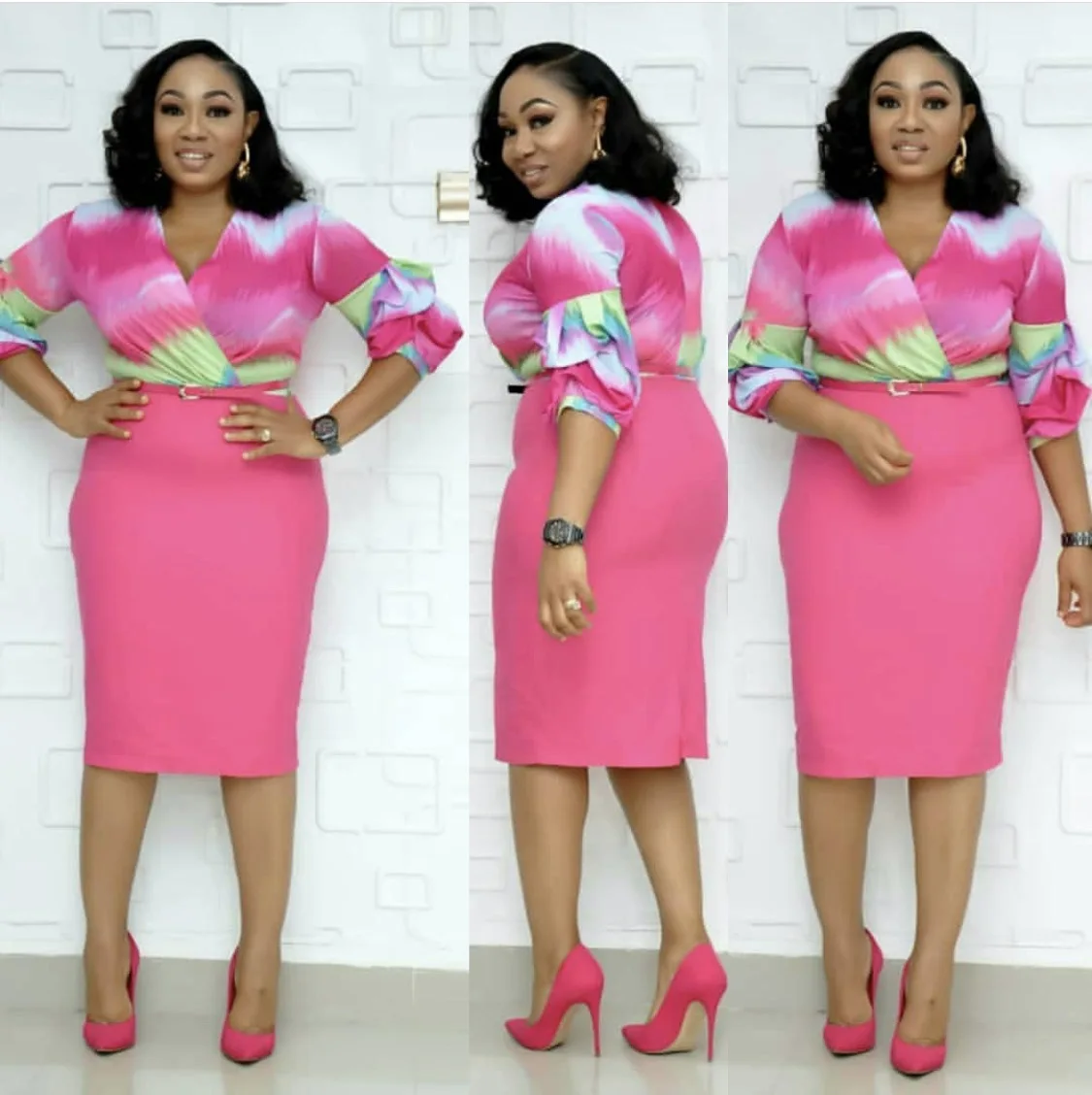 In stock green pink africa clothing for woman plus size clothing south africa lady classy plus size clothing south africa