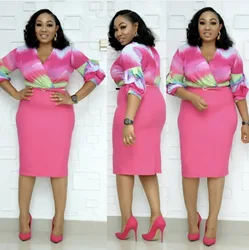 In stock green pink africa clothing for woman plus size clothing south africa lady classy plus size clothing south africa