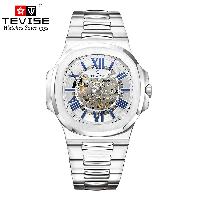 TEVISE Top Brand Mechanical Wrist Watch Waterproof Business Stainless Steel Sport Hollow Skeleton Automatic Mens Watches