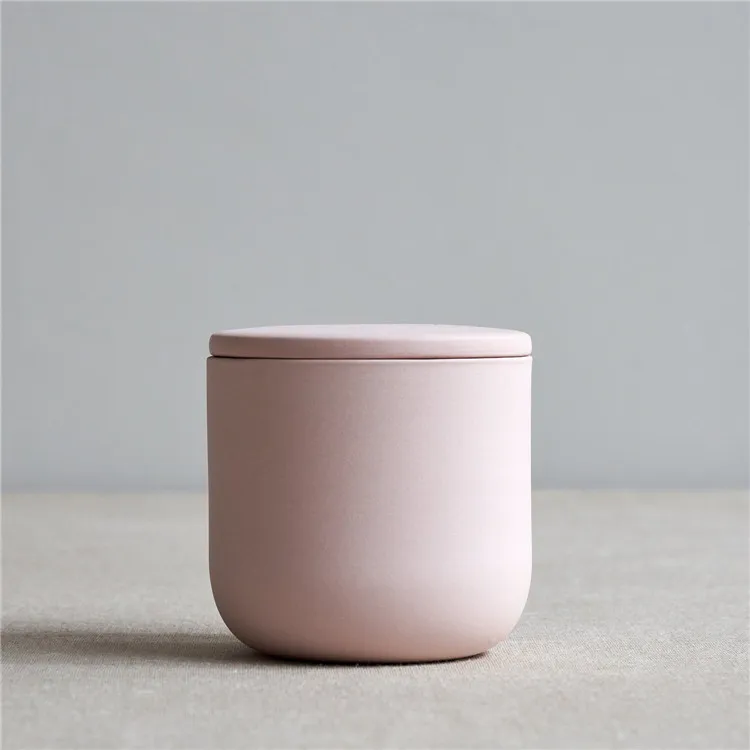 wholesale christmas stoneware frosted matte pink white black home decoration ceramic candle vessels jars