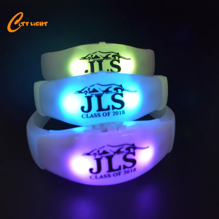 RGB OEM логотип силиконовый светодиодный браслет с мигающим светом со звуковой активацией