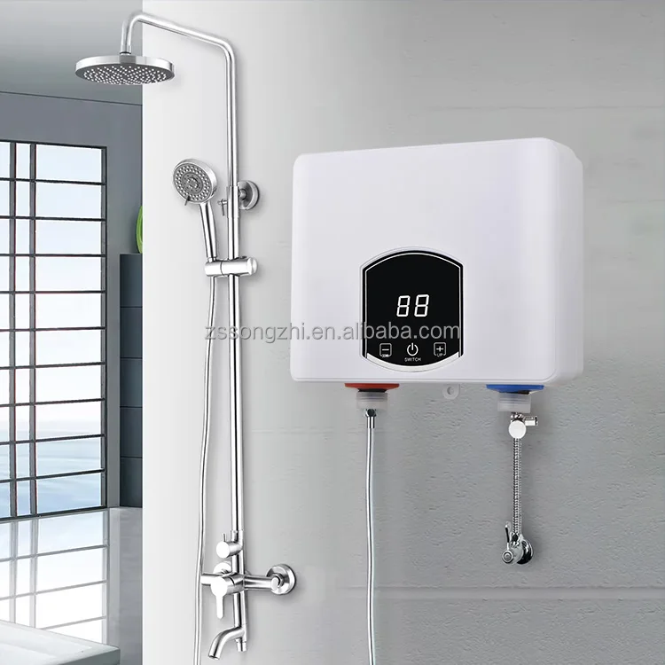 Bathroom Induction Electric Instant Water Heater Ce China Low Price 5.5kw 1 Piece Touch Button Wall Mounted IPX4