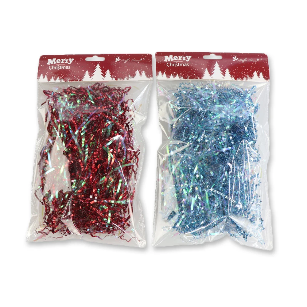Elsas Christmas metallic Crinkle Shredded Paper mix Iridescent shiny Paper for filler decoration packing gift