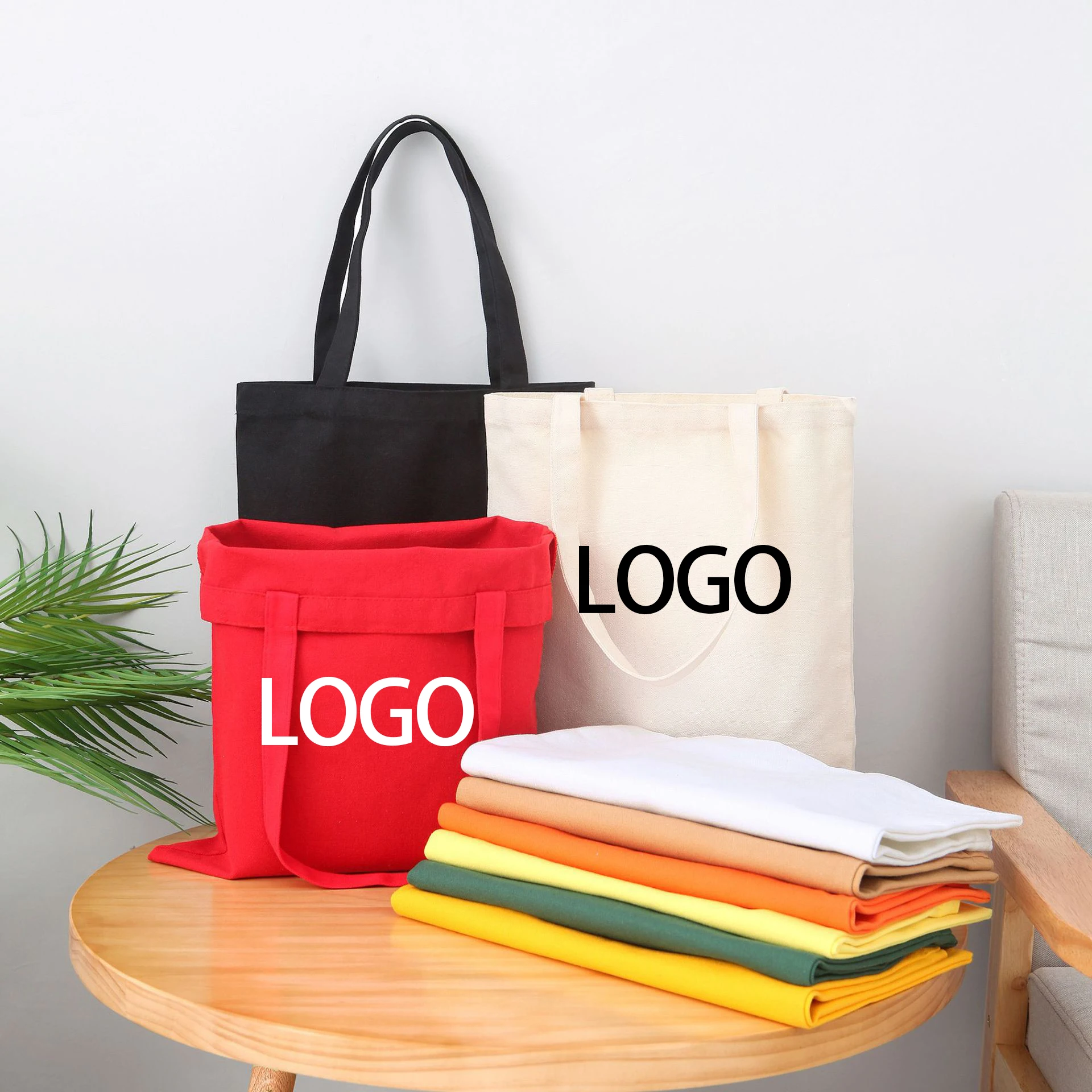 Custom LOGO canvas tote bags Custom Logo Printed Eco Friendly Large Plain Reusable Organic Cotton Canvas Tote Bag