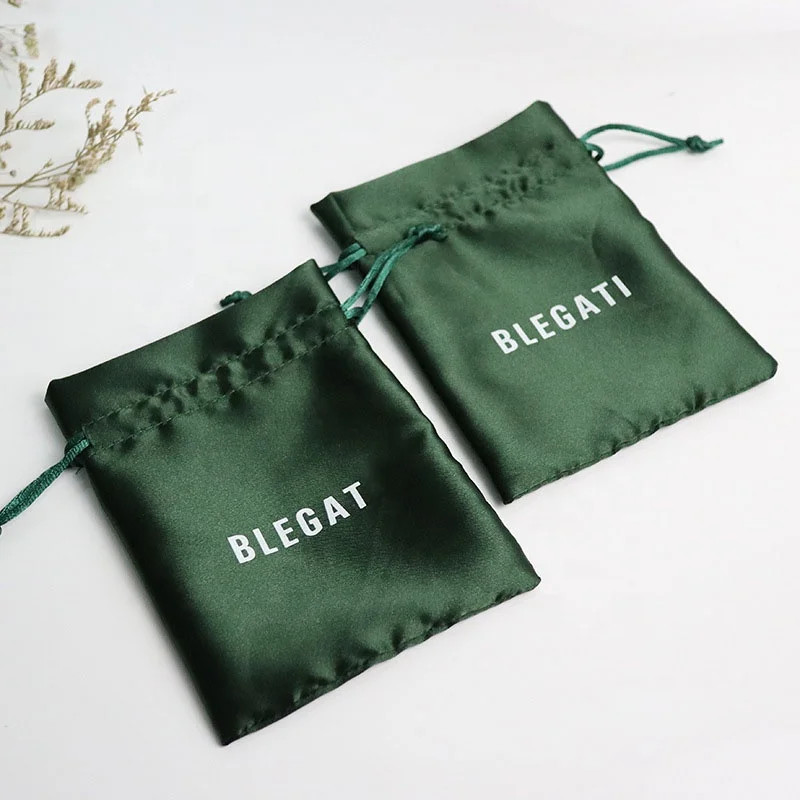 Custom Logo Satin Dust Pouch Gift Packaging Hair Wig Large Silk Bag Satin Drawstring Bag Custom Satin Bags With Logo