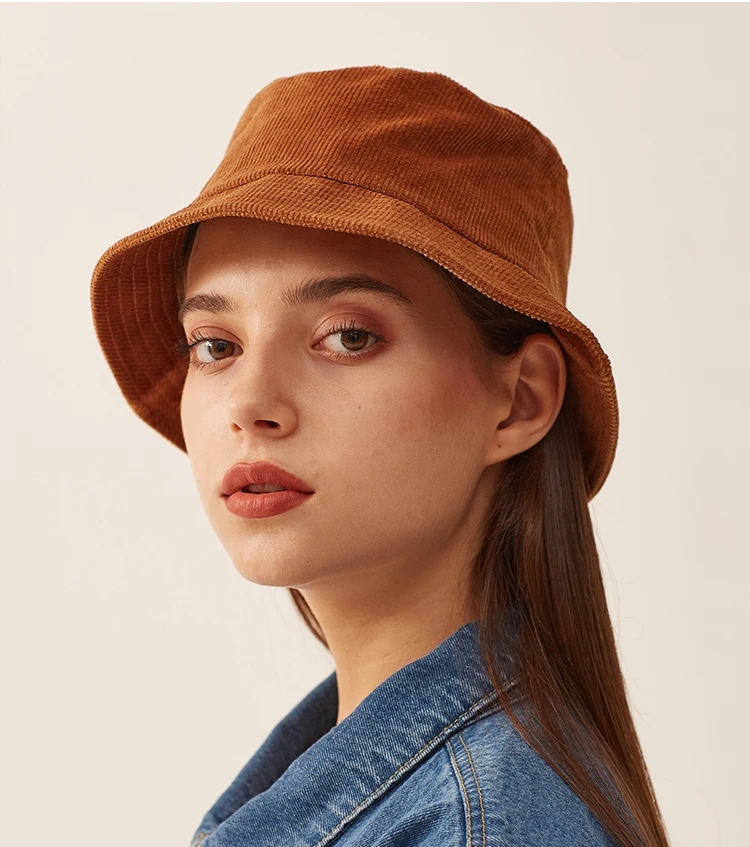 Custom Corduroy Kids Bucket Hat Caps Pink Gorras