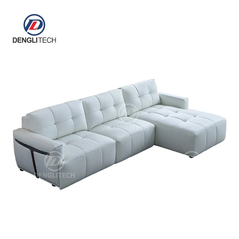 Modern High End Genuine Leather Functional Living Room Sofa Set Furniture 3 Seater Electric Extendible Recliner Sofa Bed