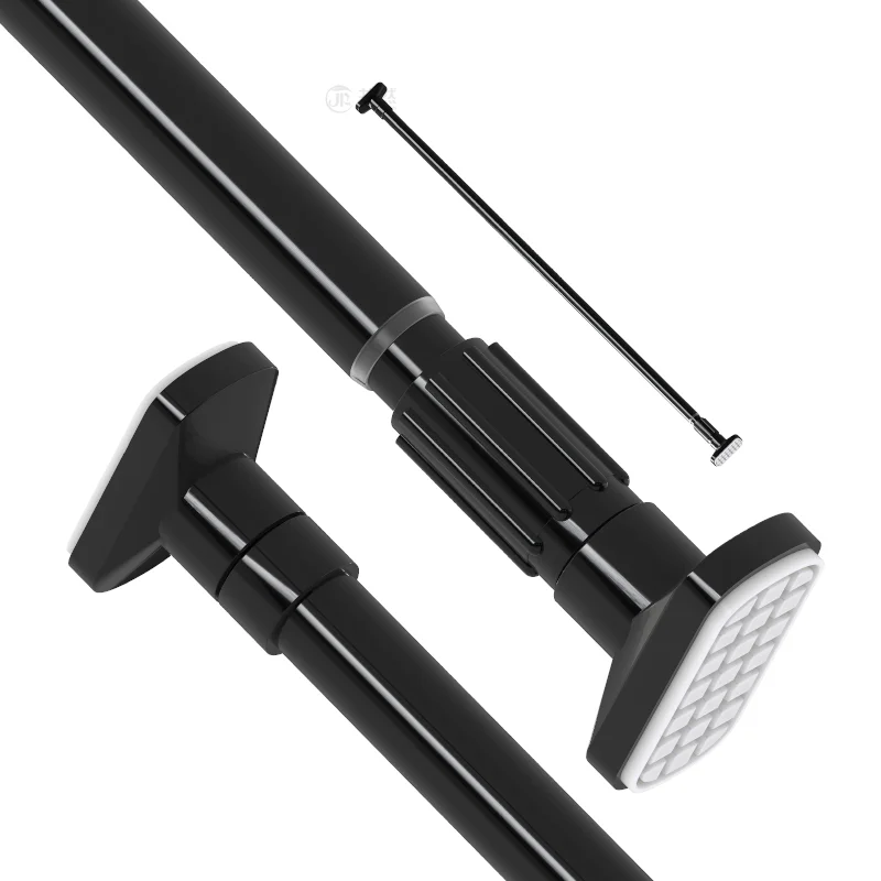 no drilling high quality shower curtain rod square head design non-slip bathroom adjustable curtain rod suitable for bathroom