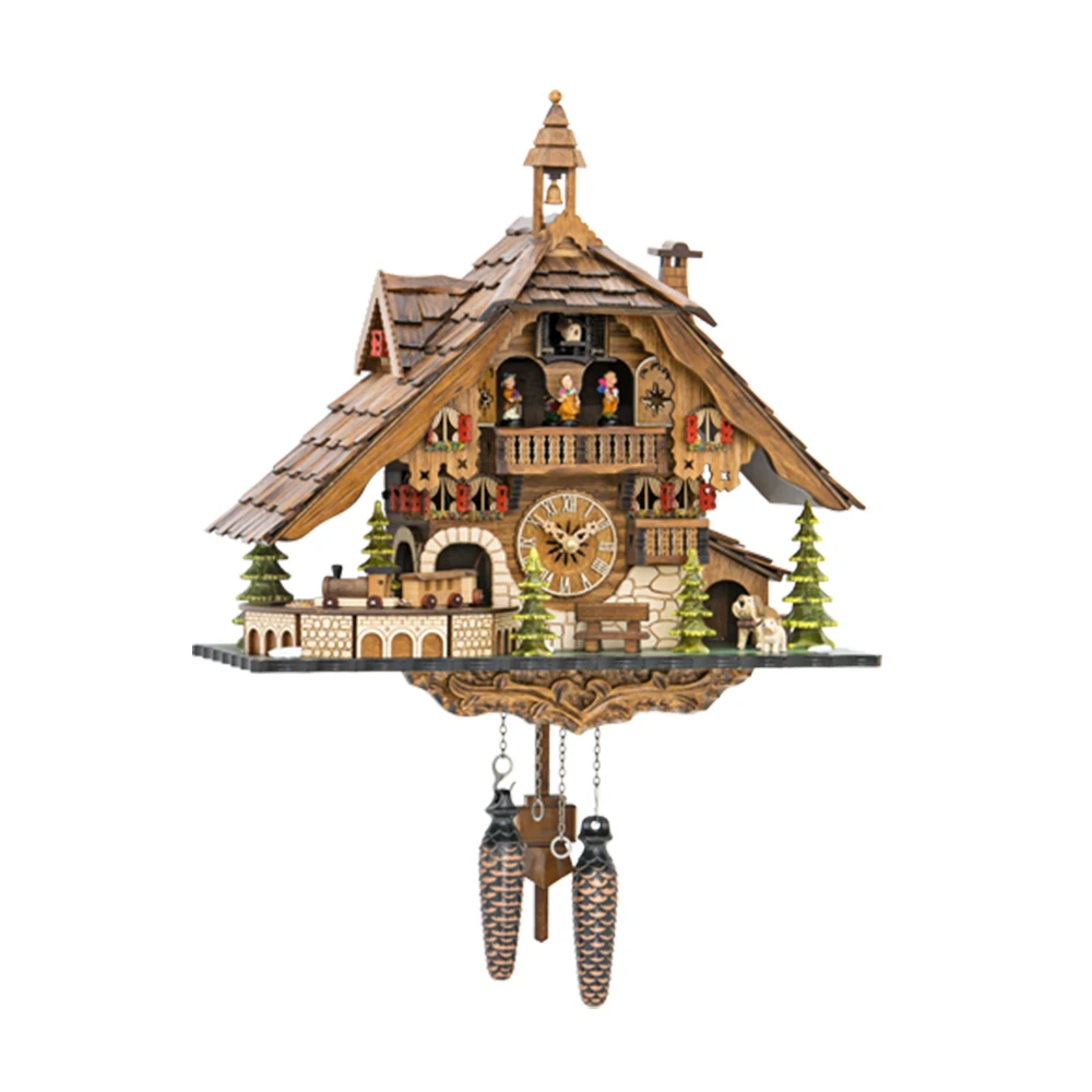 Wholesale Made In Germany Handmade Black Forest House Cuckoo Clock With Moving Train, With Music