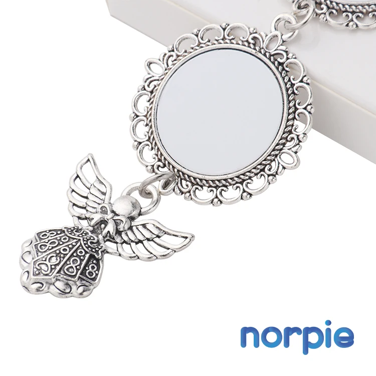 Wedding Bouquet Photo Charm DIY Brooches Pin Brooch Metal Sublimation Metal Brooch with angel wings