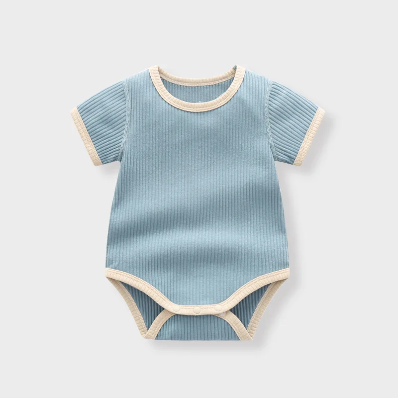 Soft cotton summer fabric newborn Kids short sleeve triangle jumpsuit open file Newborn Romper
