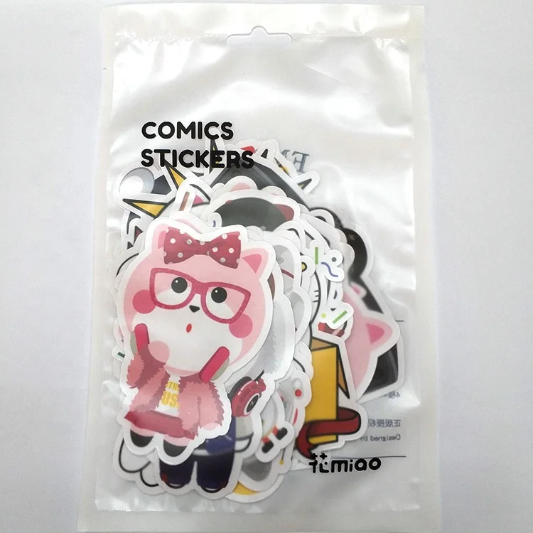 Custom Aesthetic Cartoon Sticker Pack Self Adhesive Motivational Comic Decal Stickers for Kids Adults