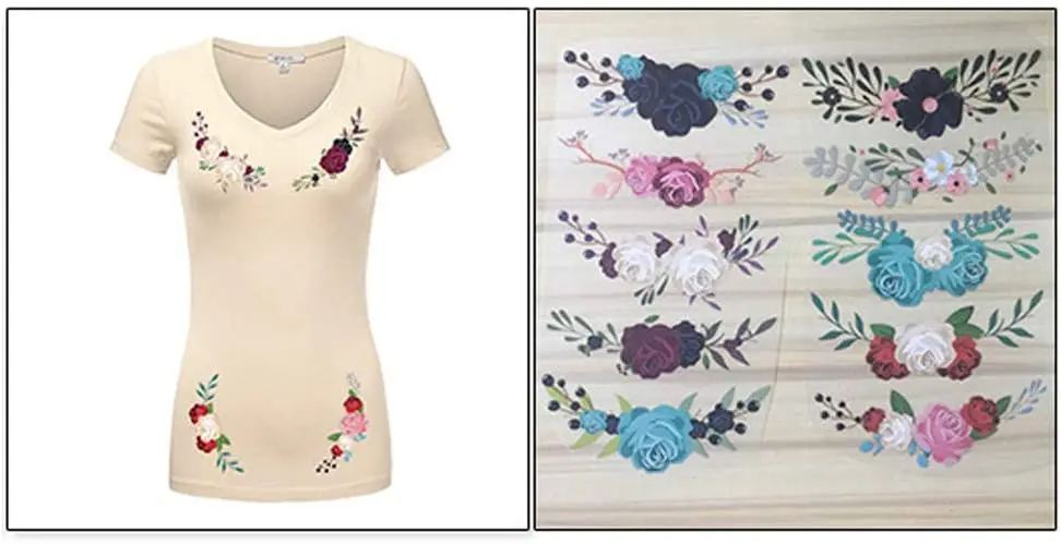 Flower Iron on Sticker Heat Transfer Patches 10 PCS Appliques Decals for T-Shirt Jeans Backpacks Jackets Dress Clothing Art