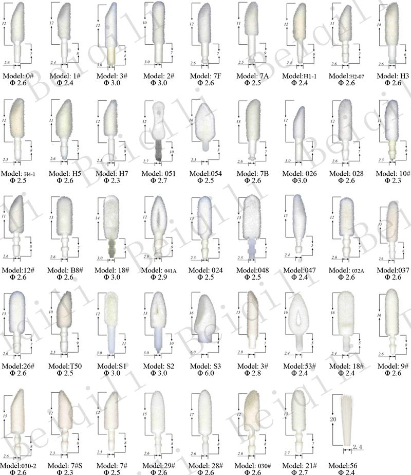 Beiqili 10,000 PCS/bag 030# TPEE Flocked Lip Gloss Brush Head, Makeup Brush Tips Supplier, Disposable Lip Gloss Applicator