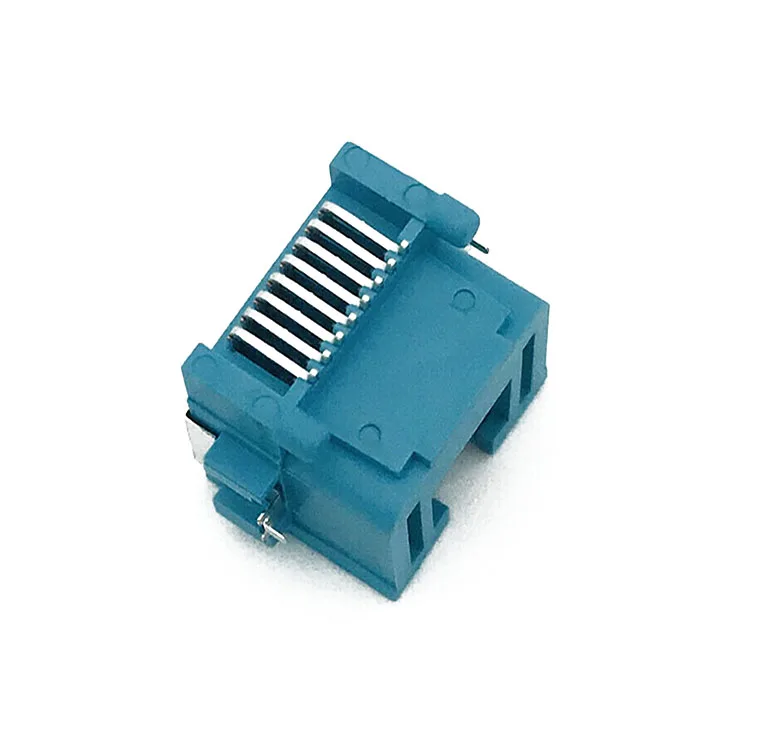 RJ45 Blue Modular Jack Connector Single Port SMT Offset 5.5MM Right-Angle 8p8c With Half-Shieled