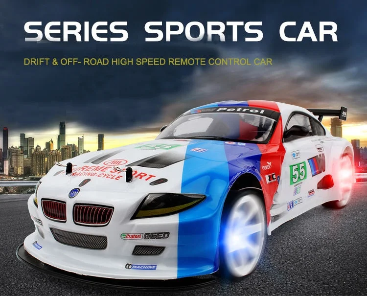 1:10 Scale 70Km/h Large Drift Car High Speed 4WD RC Car 2.4G Radio Control Toys With Light Electric Remote Control Racing Car