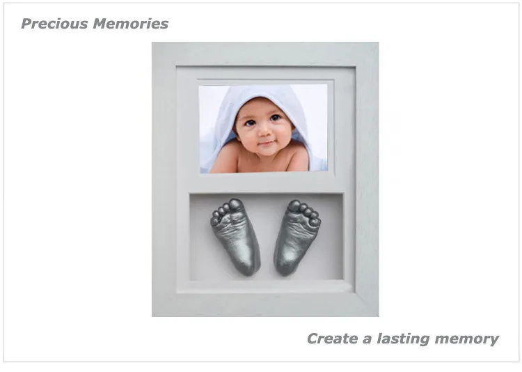 Baby birthday party decoration DIY gold sliver color 3D Baby Plaster Creative handprint footprint clay ornament  kit