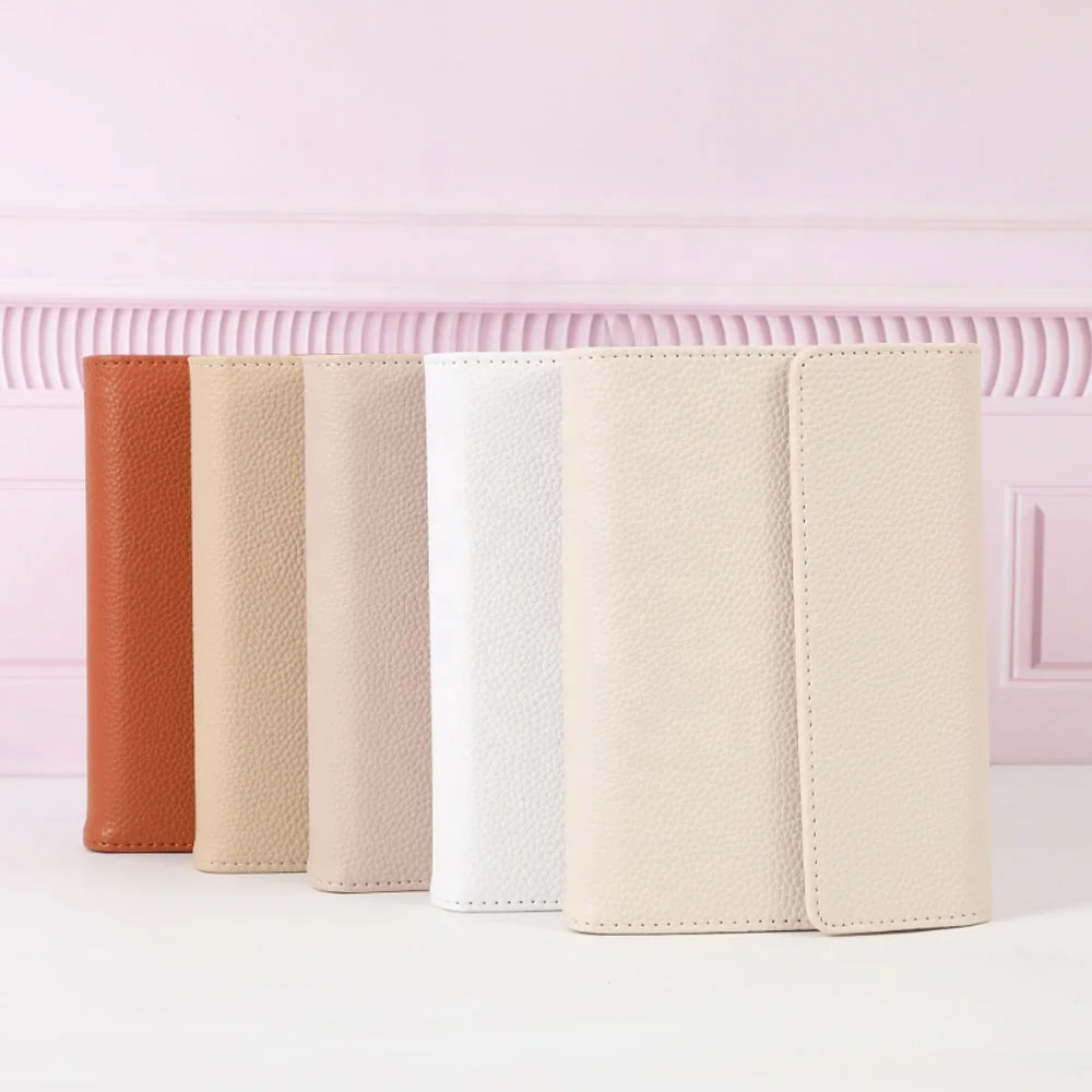 Hongbo Best Selling Custom 14-Colored A6 Pebble Leather Budget Binder as School/Office/Christmas Gift with Fly Leaf Available