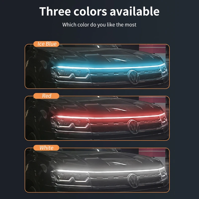 LED Car Hood Lights Strip Universal Auto Decorative Atmosphere Lamps  DRL Strip Ambient Lights Car Daytime Running Lights