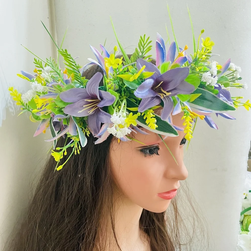 Fabric floral headband Artificial tropical plumeria Island frangipani tiare hibiscus pin comb headband dancing party accessories