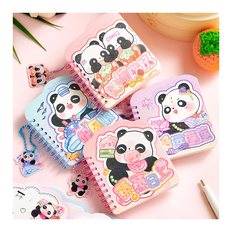 Simno Small Mini Spiral Notebooks 16pcs Cute Kawaii Panda Hardcover Memo Notepads Lined Pages 80 Sheets Journals