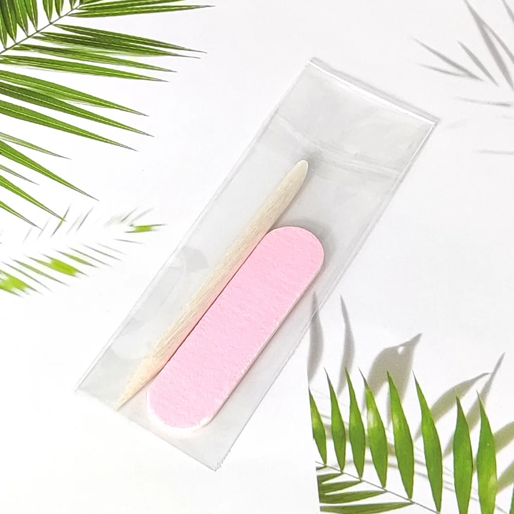 New Product Customized Printing Logo Professional Manicure Tool Mini Nail File And Orange Wood Stick Set For Nails