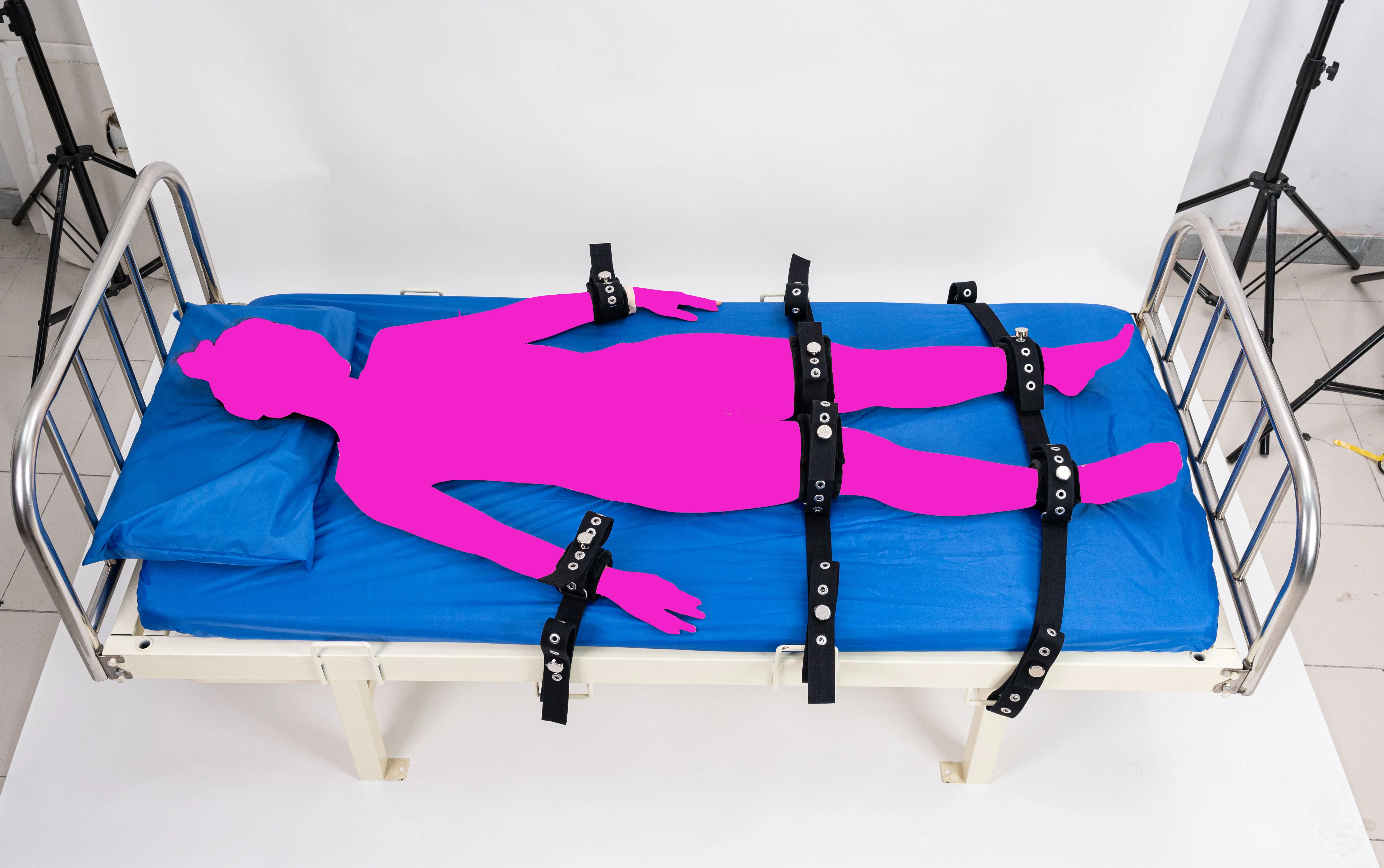 Full Bed Medical Restraints System 6 Fixation Point Body Bondage Anti-agitation Shoulder Restraint Belt With Magnetic Locks