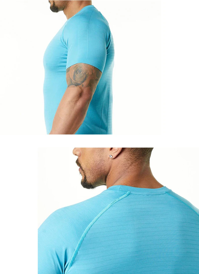 New Arrival Short Sleeve Body Shaping Nylon Elastic Summer Men Workout Exercise Sport T shirts