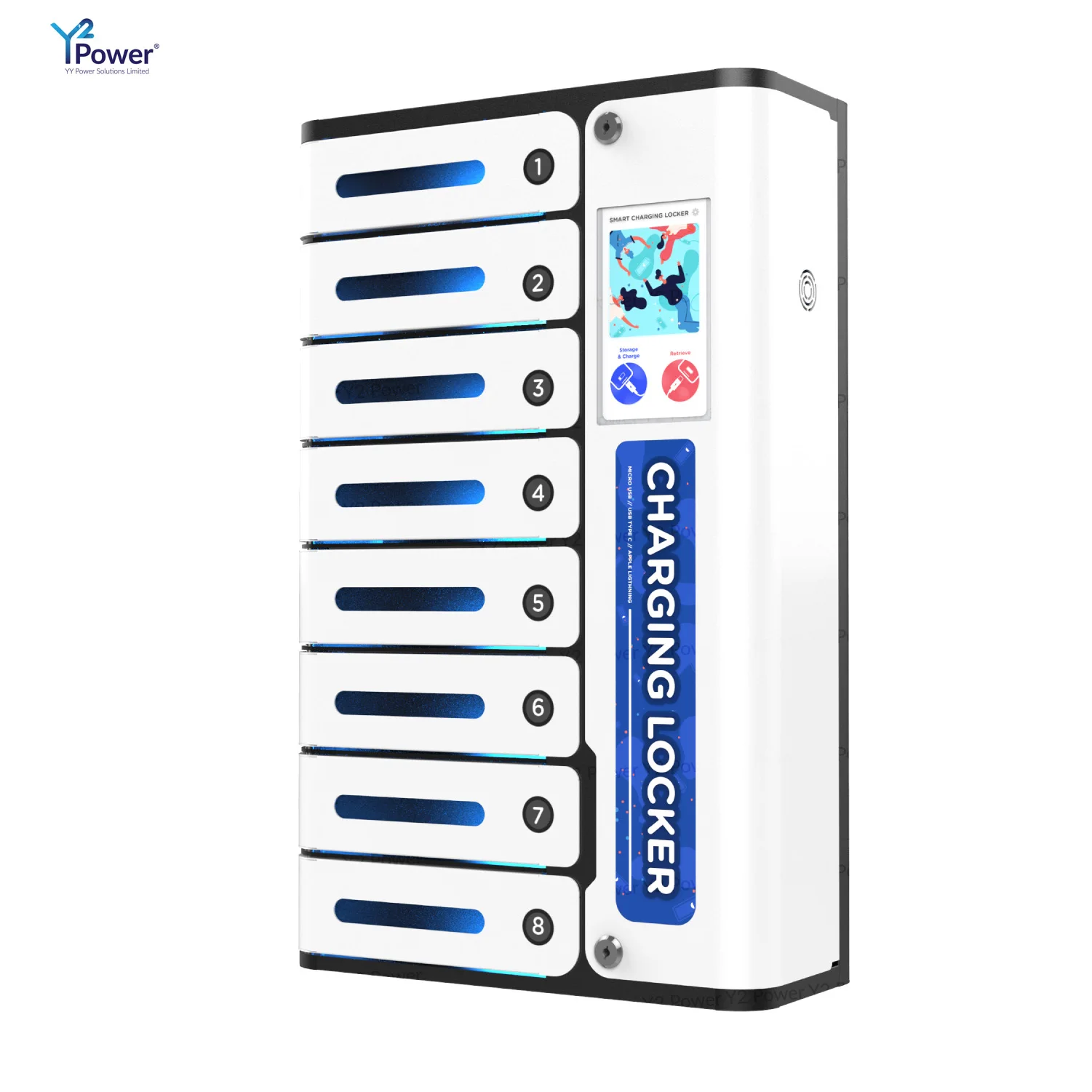 Y2power Миа Deluxe 8-Pin-код Быстрая зарядка мобильного устройства экрана телефона шкаф с ячейками PL-SD08-Y2 сталь зарядная станция для хранения