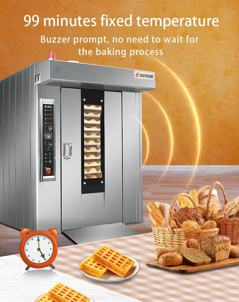 Low price 16 trays electrical bread baking bakery gas rack rotary oven machines
