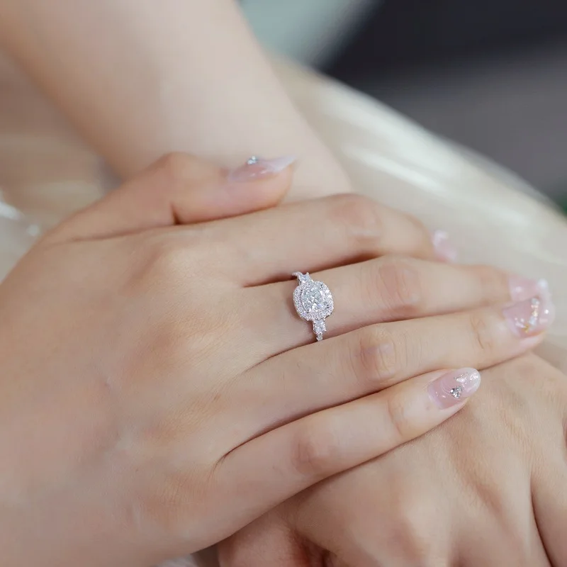 Fashion wedding diamond jewelry 925 sterling silver ring emerald lab grown diamond custom cheap good price diamond ring