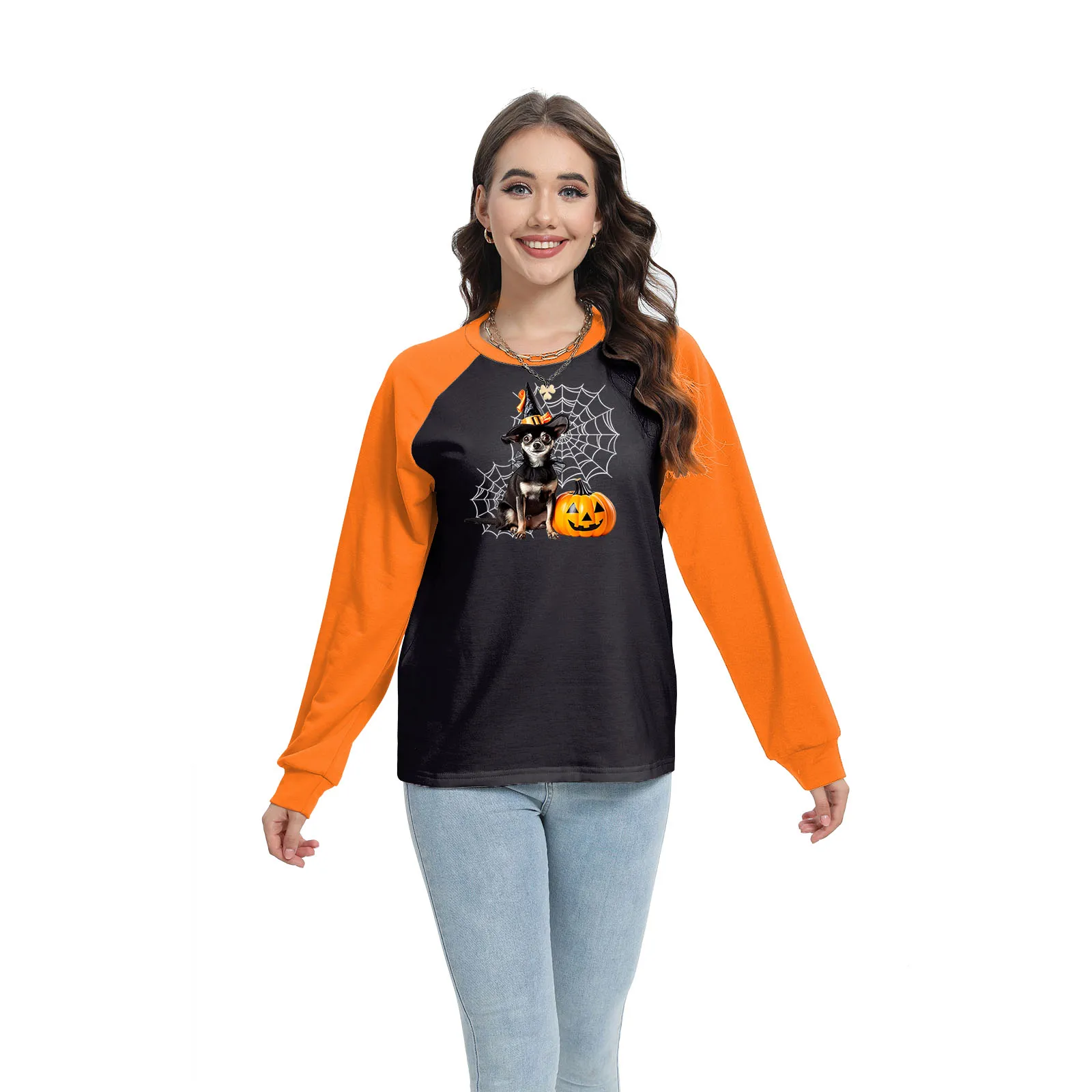 NADANBAO autumn women T-shirt Halloween gothic skull pattern long sleeve blouse casual shirt O neck tees wholesale Custom OEM