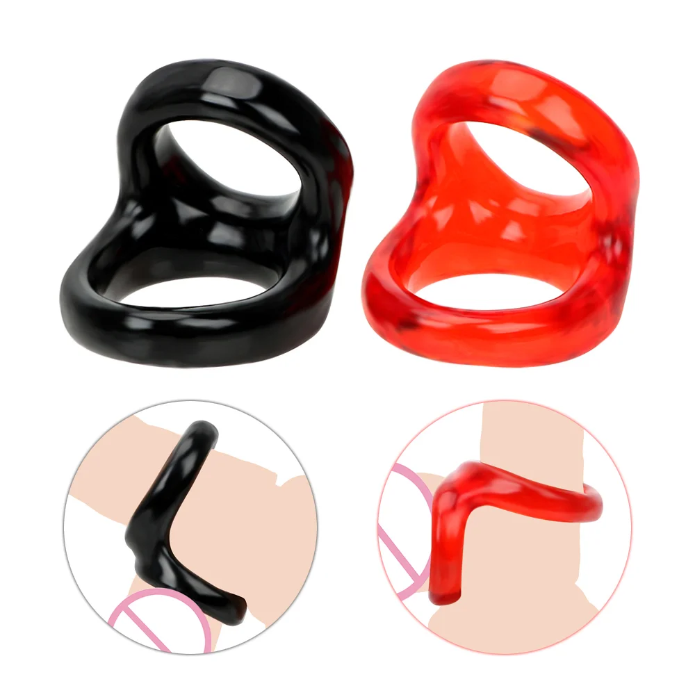 Male Fine Double Loop Soft TPE Balls Lock Loops Ejaculating Sex Machine