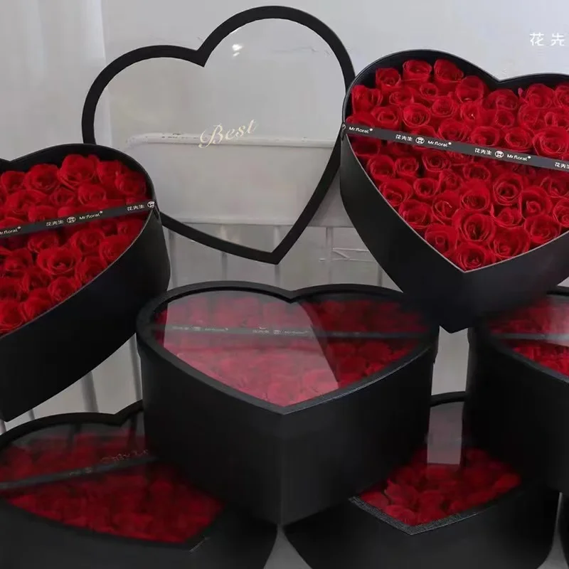 Luxury Gift Packaging Customised Valentine Day Heart Shaped Packaging Chocolate Flower Gift Boxes