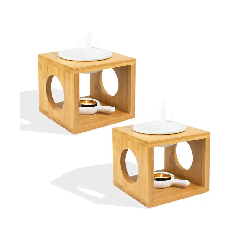 Tealight Oil Diffuser Candle Holder Bamboo Wooden Aromatherapy Oil Incense Burner