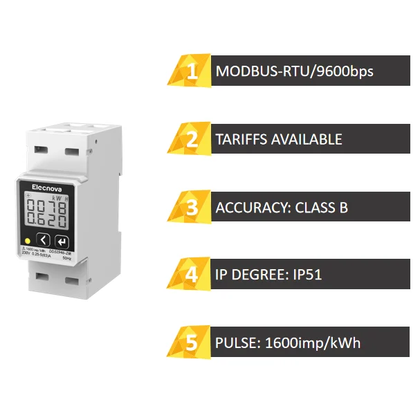 MID 1P2W multi functional electric monitor RS485 63A din rail energy meter