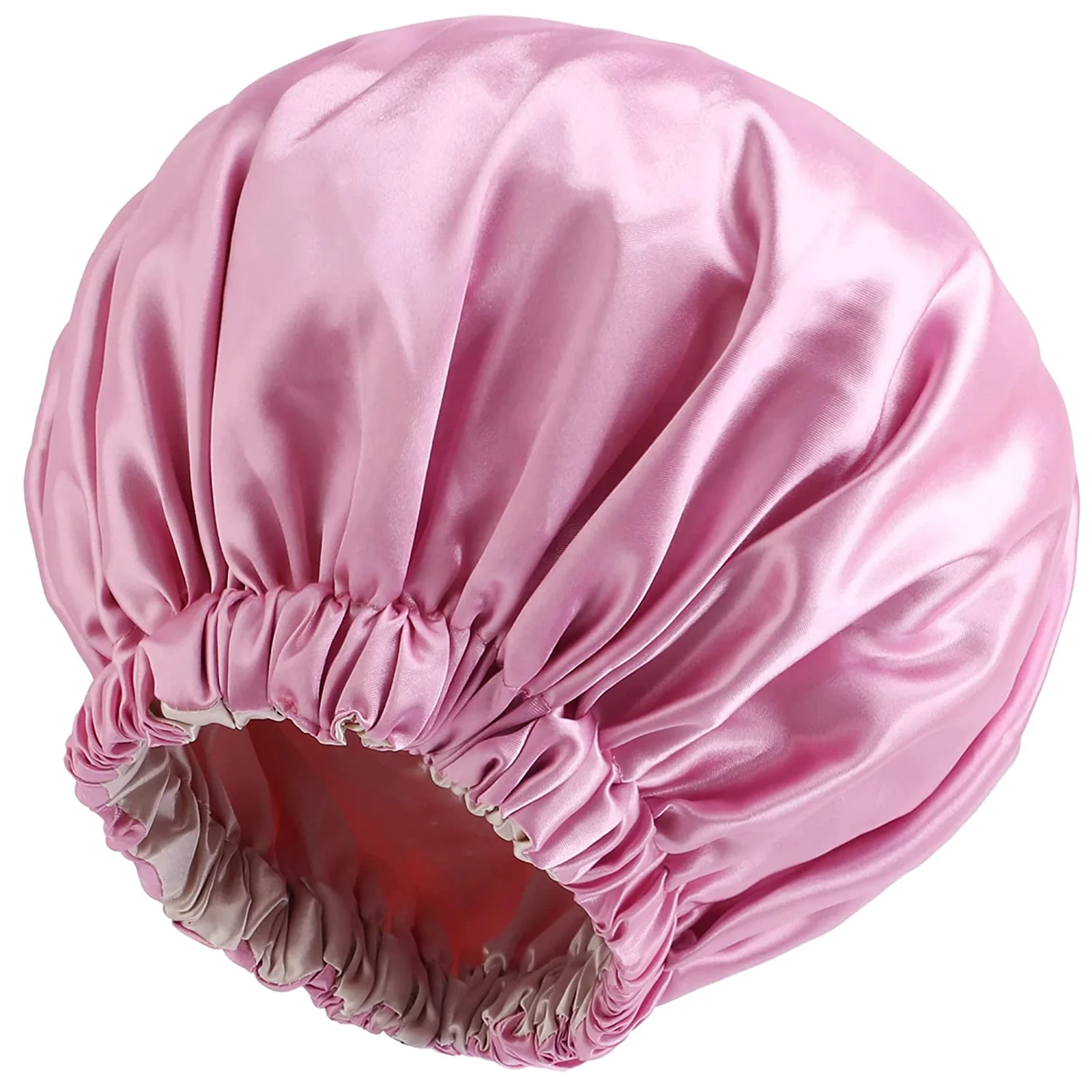Custom Adjustable Fashion Double Layer Satin Silk Large Designer Women Shower Cap Sleeping Hair Cap Bonnets Hats with Logo