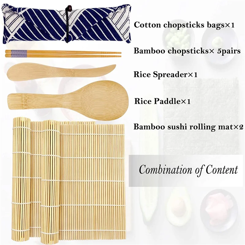 Premium Sushi Maker Set - Handcrafted Bamboo Tools for Homemade Sushi Rolls